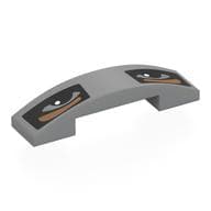Brick Curved 4 x 1 Double, No Studs with Eyes in Black Rectangles, Dark Tan Eyebrows Print