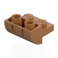 Brick Curved Inverted 2 x 2 with 1 x 2 Cutouts with Reddish Brown Stripes Print