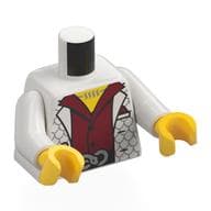 Torso, White Scalled Jacket, Dark Red Shirt, Black Belt with Silver Snake, Yellow Chest with Necklace Print, White Arms, Yellow Hands