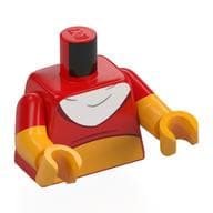 Torso, Dual Molded Arms, Short Shirt, Bright Orange Belly, White Bib Print, Red Sleeves Pattern, Bright Orange Arms, Hands