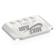 Brick Wedged, Curved Triple 4 x 6 x 2/3 with 4 Studs with Dark Bluish Grey 'NIKE AIR', 'AIR FORCE' Print em Branco