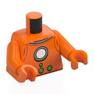 Torso, Retro Spacesuit, Silver /White Circle, Green Buttons Print, Orange Arms, Orange Hands