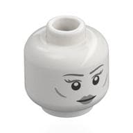 Minifig Head Grey Lady, Dark Bluish Grey Eyebrows, Cheek Lines, Light Bluish Grey Lips, Neutral / Frown