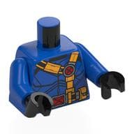 Torso, Chest Armour, Yellow Straps, Red Buckles with X Print, Blue Arms, Black Hands