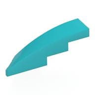 Brick Wedged, Curved 1 x 4 with Stud Notch Right em Celeste médio