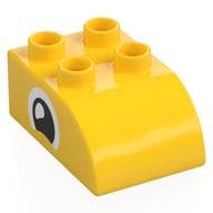 Duplo Brick 2 x 3 with Curved Top with Squinting Eye Print