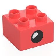 Duplo Brick 2 x 2 with Eye with White Teardrop Spot / Closed Eye Print em Coral