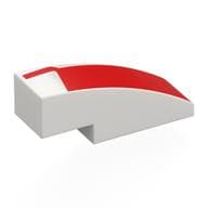 Brick Curved 3 x 1 No Studs with Red Shape Print em Branco