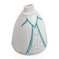Minidoll Skirt Full, No Hips or Feet with Dark Turquoise/Sand Blue Trim, Silver Decorations Print