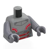 Torso, Ultron Armor Paneling, Red/Metal Pink Markings Print, Flat Silver Arms, Light Bluish Gray Hands
