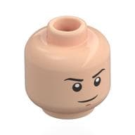 Minifig Head Red, Black Eyebrows, Thin Stern Smile / Open Mouth Screaming