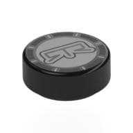 Tile Round 1 x 1 with Light Bluish Grey Fuel Cap, 'GTR' Print