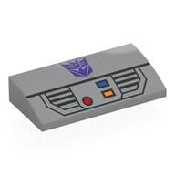 Brick Curved 2 x 4 x 2/3 No Studs with Dark Purple Megatron Symbol, Control Panel Print