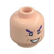 Minifig Head Wapol, Dark Purple Eyebrows, Mean Smile / Screaming