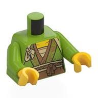Torso, Robe, Gold Trim, Medium Nougat Knotted Band, Tan Straps, Pouch on Back Print, Lime Arms, Yellow Hands