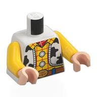 Torso, Vest with Black Spots, Yellow Shirt with Red Stripes, Sheriff Badge, Belt, Pull String On Back Print, Yellow Arms, Light Nougat Hands