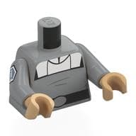 Torso, Imperial Uniform, White Collar, Black Belt, Kaminoan Insignia on Arm Print, Light Bluish Gray Arms, Warm Tan Hands