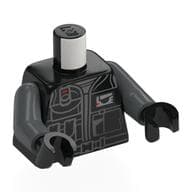 Torso, Imperial Remnants Shuttle Pilot Suit, Dark Bluish Grey Markings, Imperial Insignia on Arm Print, Dark Bluish Gray Arms, Black Hands