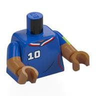 Torso, Dual Molded Arms, Football Shirt, White/Red Trim, White '10', 'MBAPPÉ', Lime Band on Arm Print, Blue Sleeves Pattern, Medium Nougat Arms and Hands