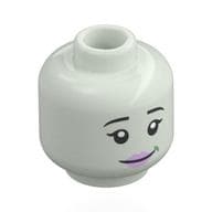 Minifig Head Maid, Black Eyebrows, Pink Lips, Tired Smile, Mouth Closed / Open Mouth Smile