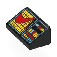 Brick Sloped 30° 1 x 2 x 2/3 with Red/Yellow/Bright Light Blue Control Panel, Yellow/Red Graph (Enterprise) Print