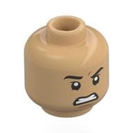 Minifig Head Roronoa Zoro, Black Eyebrows, Angry / Mean Smile