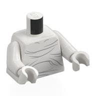 Torso, Dark Bluish Grey Alien Chest Lines Print, White Arms and Hands