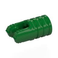 Hinge Cylinder 1 x 2 Locking with 2 Click Fingers and Axle Hole, 7 Teeth em Verde