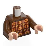 Torso, Plaid Sweater, Orange/Yellow Shapes, Yellow Lines Print, Reddish Brown Arms, Light Nougat Hands