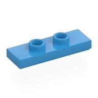 Plate Special 1 x 3 with 2 Studs with Groove and Inside Stud Holder (Jumper) em Celeste escuro
