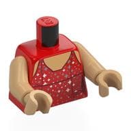 Torso, Vest Top, Silver Sparkles and Stars Print, Warm Tan Arms and Hands em Vermelho
