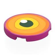 Tile Round 3 x 3 with Orange/Bright Light Orange/Yellow Eye, Black Pupil Print