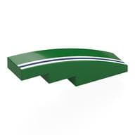 Brick Curved 4 x 1 No Studs with White/Dark Blue/White Stripes Print