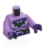 Torso, Pixelated Black Batman Logo, Utility Belt, Dark Purple Shapes Print, Medium Lavender Arms, Dark Purple Hands