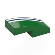 Brick Curved 2 x 1 No Studs with White/Dark Blue/White Stripes Print