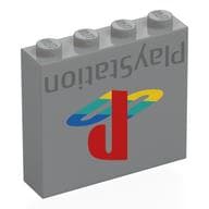 Brick 1 x 4 x 3 with 'PlayStation', Logo Print
