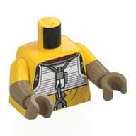 Torso, Dual Molded Arms, White Chest Plate, Silver Straps/Buckles Print, Yellow Sleeves Pattern, Dark Tan Arms and Hands