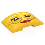Brick Curved 4 x 6 Double, 2 x 4 Cutout with Face, White Eyebrows, Gold Glasses, Red Lips Print
