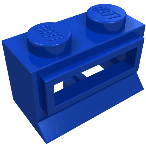 Window 1 x 2 x 1, Extended Lip, Solid Stud [no Glass] em Vermelho