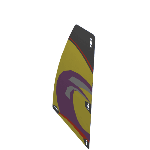 Sail, Triangular, Yellow with Wave and Gears Print