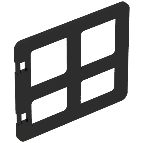Duplo Door / Window with Four Panes Square Corners em Preto