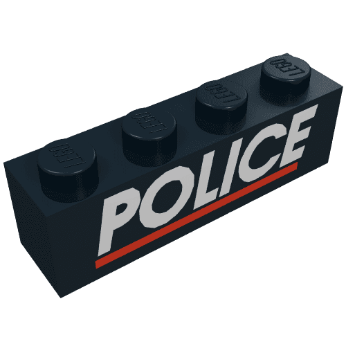 Brick 1 x 4 with White 'POLICE' and Red Line Print