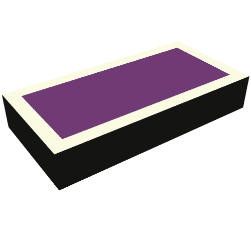 Tile 1 x 2 with White and Purple Square Print