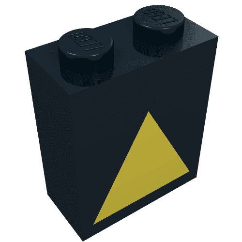 Brick 1 x 2 x 2 with Yellow Triangle Print