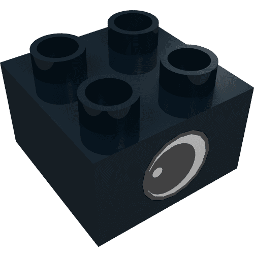 Duplo Brick 2 x 2 with Eye with White Spot Print, on Two Sides - Type 1