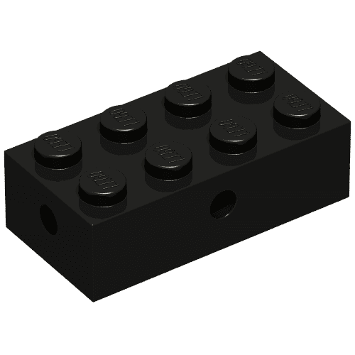 Brick Special 2 x 4 with Wheel Holder Old, Clear Bottom, Black Inside