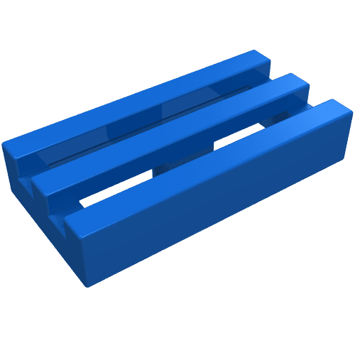 Tile Special 1 x 2 Grille without Bottom Groove em Azul