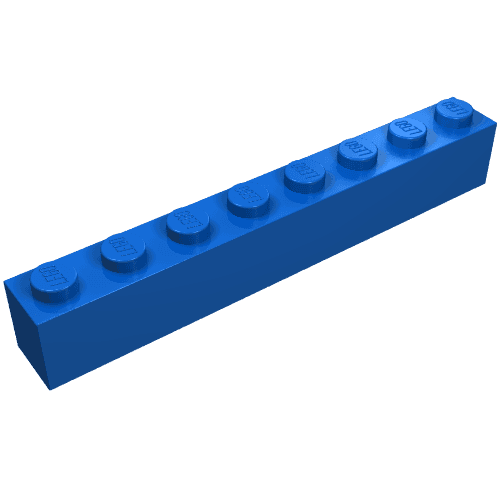 Brick 1 x 8 with Bottom Tubes and 3 Lowered Cross Supports em Azul