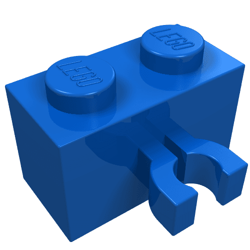Brick Special 1 x 2 with Vertical Clip [Thick U Clip] em Azul