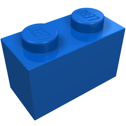 Brick 1 x 2 without Bottom Tube em Azul